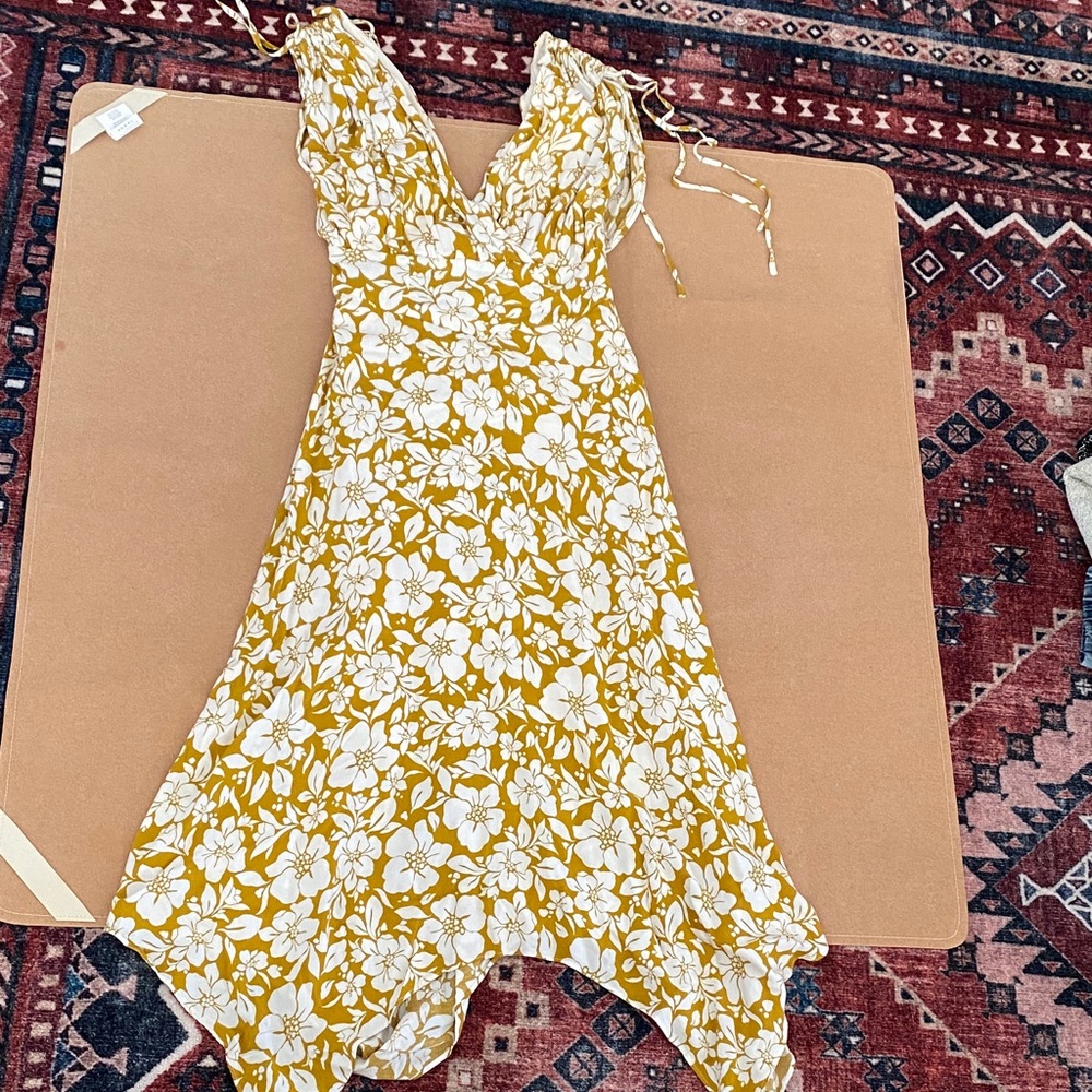 Floral Yellow and White Dress